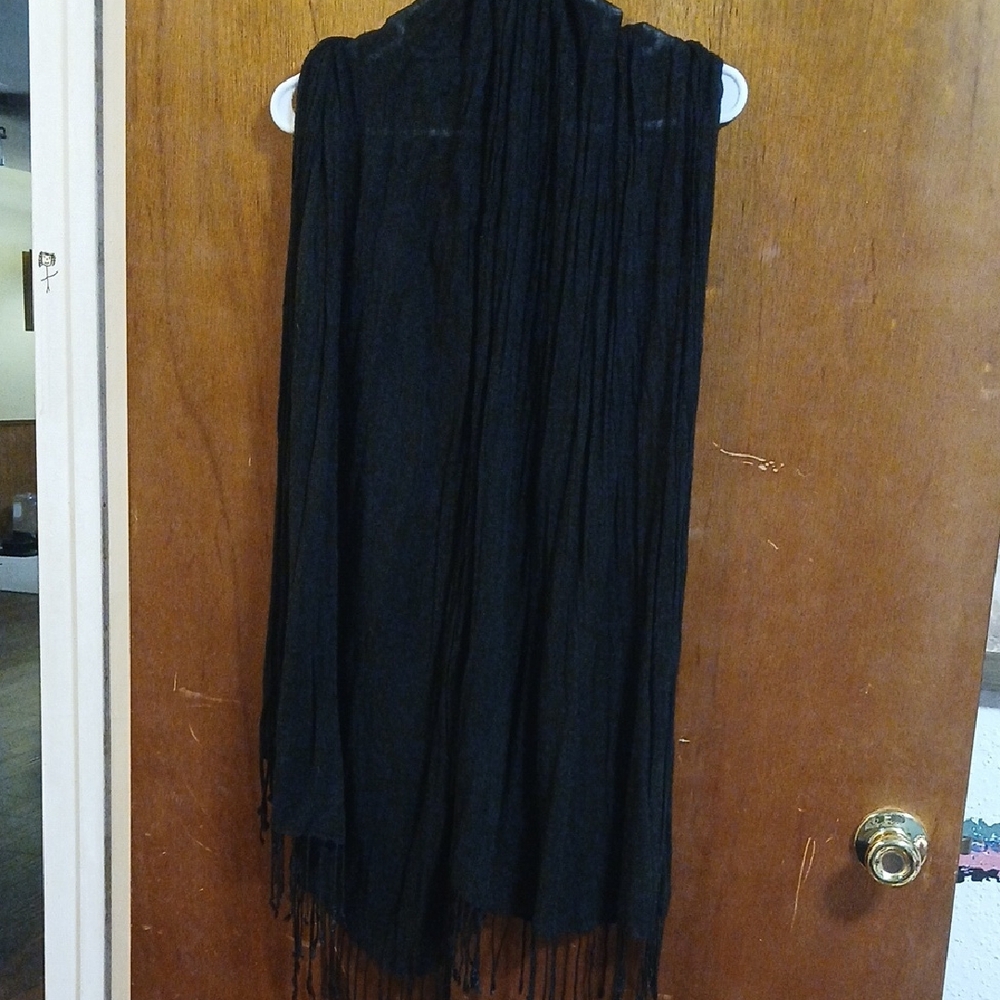 Elegant Black Fringe Scarf